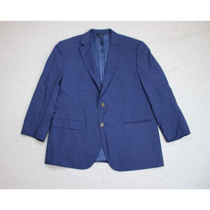 Max Davoli Blazer Mens 46R Blue Plaid Wool 2 Button Super 150s Single Breasted